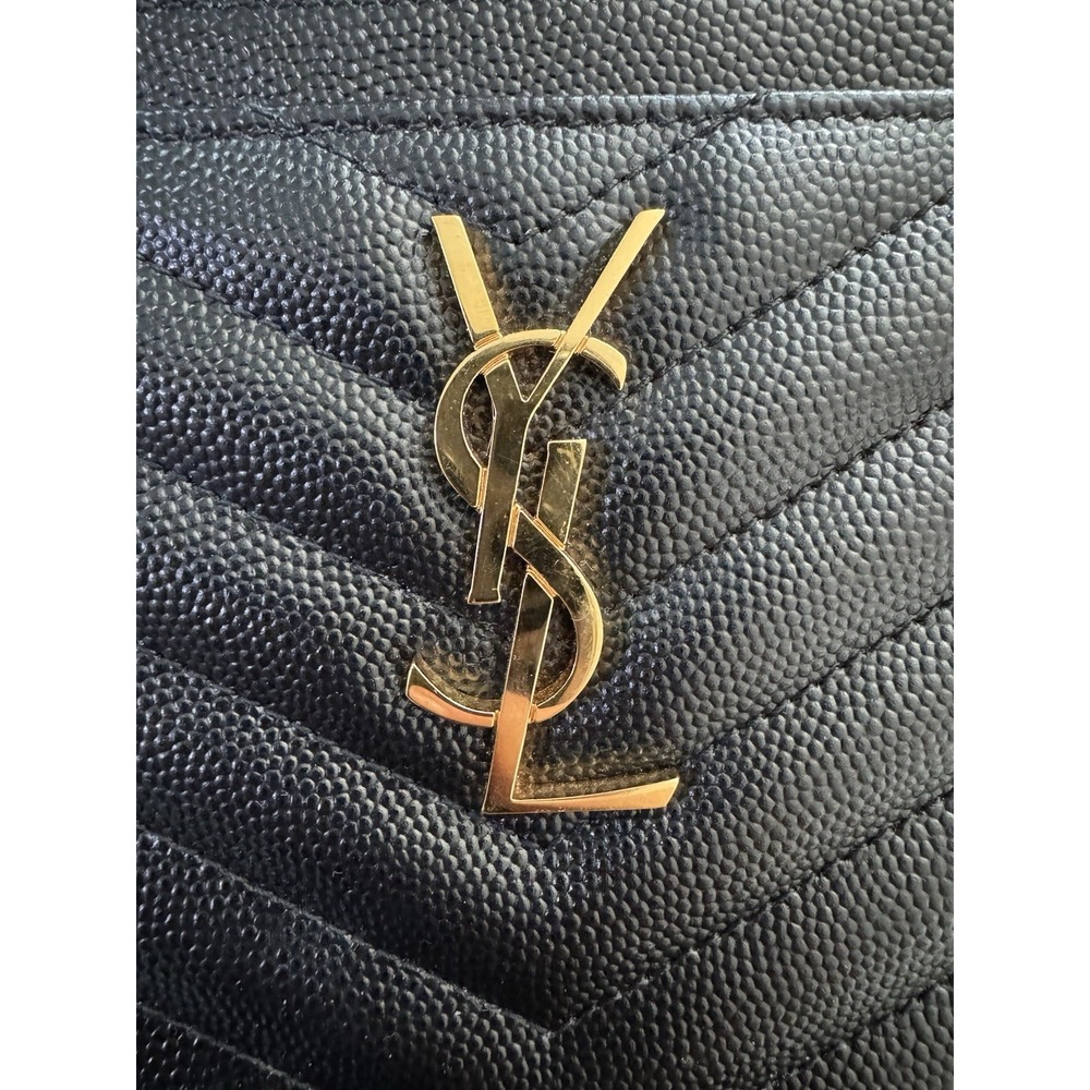 Saint Laurent Monogram Quilted Leather Clutch Ysl Black‎ - Picture 2 of 8